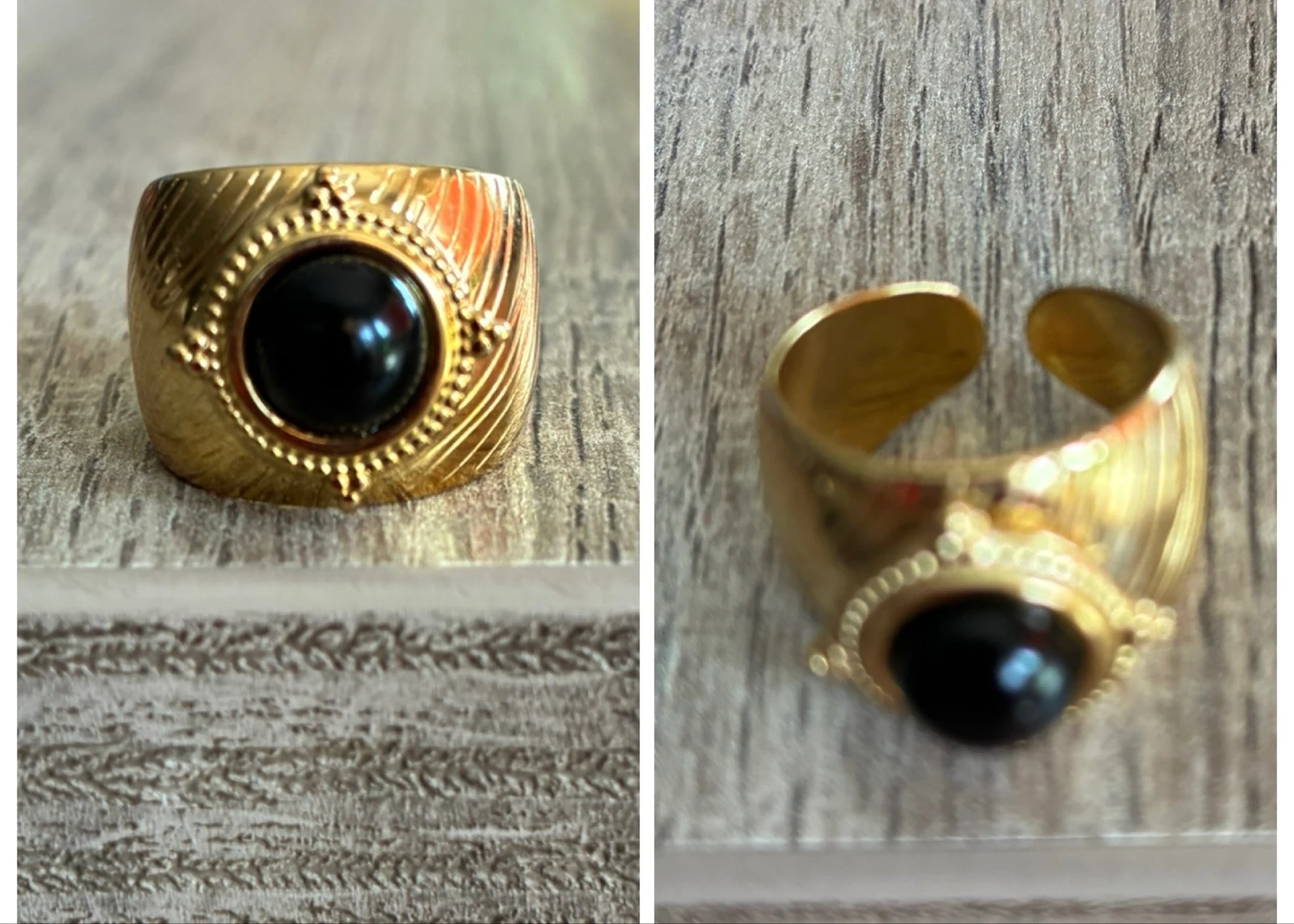 Bague neuve, pierre noire